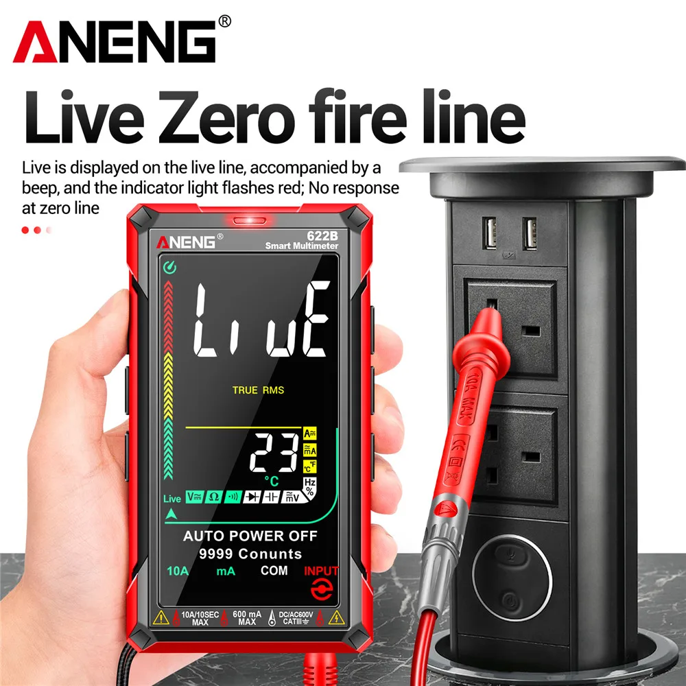 ANENG 622B Digital Smart Multimeter With Laser Lamp Auto Range True RMS DC/AC Voltage 9999 Analog Tester Meter Multitester 3