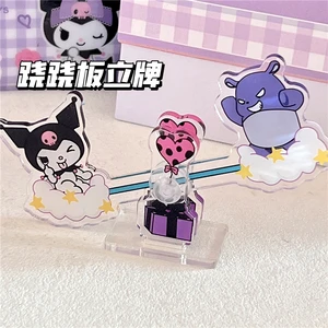 Kawaii Sanrio Kuromi Baku Shakes Seesaw Accessories Cute Desktop Ornaments Decorative Acrylic Can Shake Toys for Girls Gift