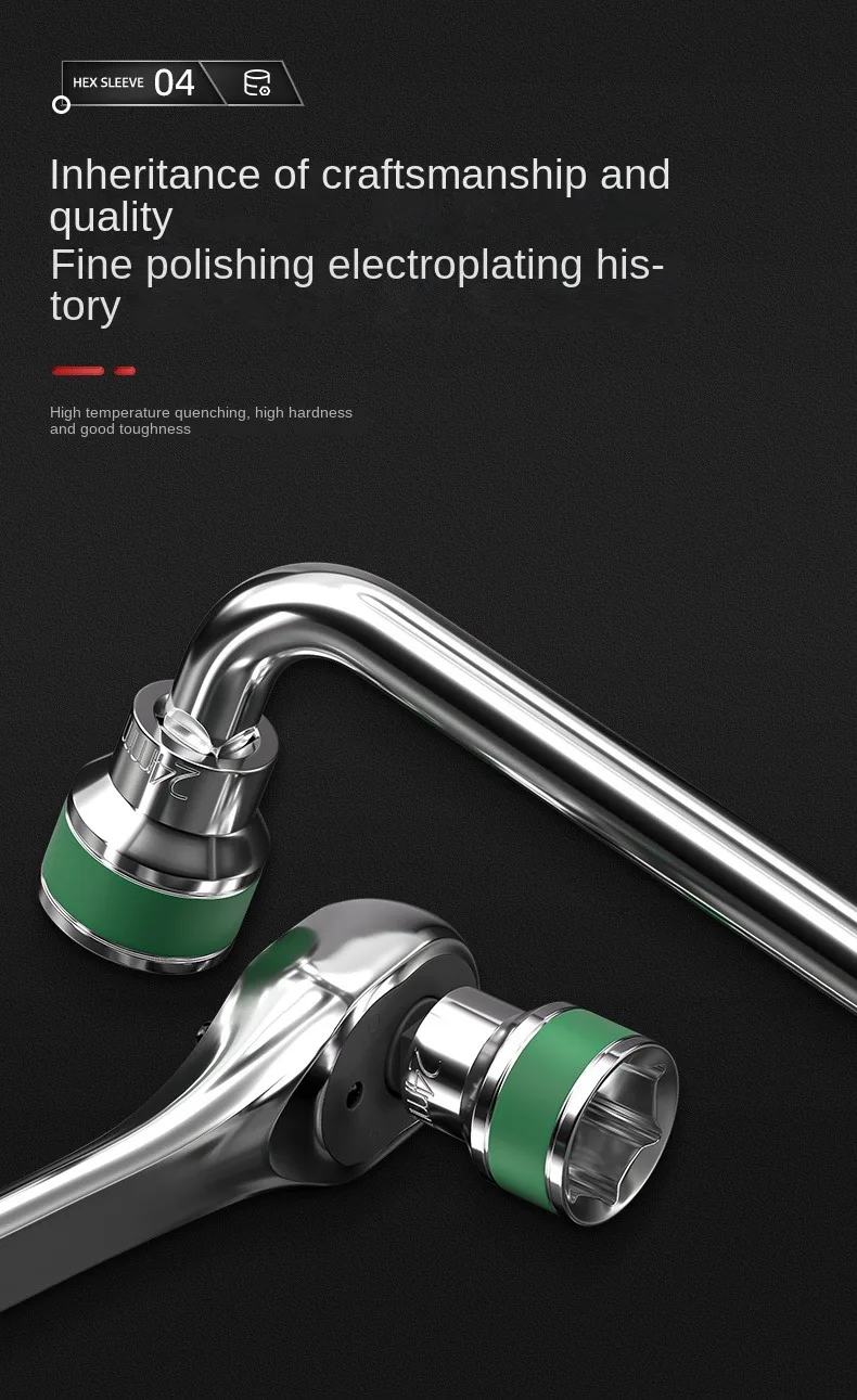 Description Picture 6 of item1/2 Green Belt Hexagonal Socket Heavy Duty Thickened Socket Set Pneumatic Wrench Set Of Nozzles Mechanic Tools Hand Tool
