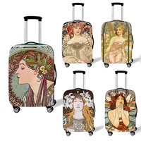 Oil Painting By Alphonse Maria Mucha Travel Luggage Cover Accessories Elastic Suitcase Cover Trolley Case Protective Covers 1