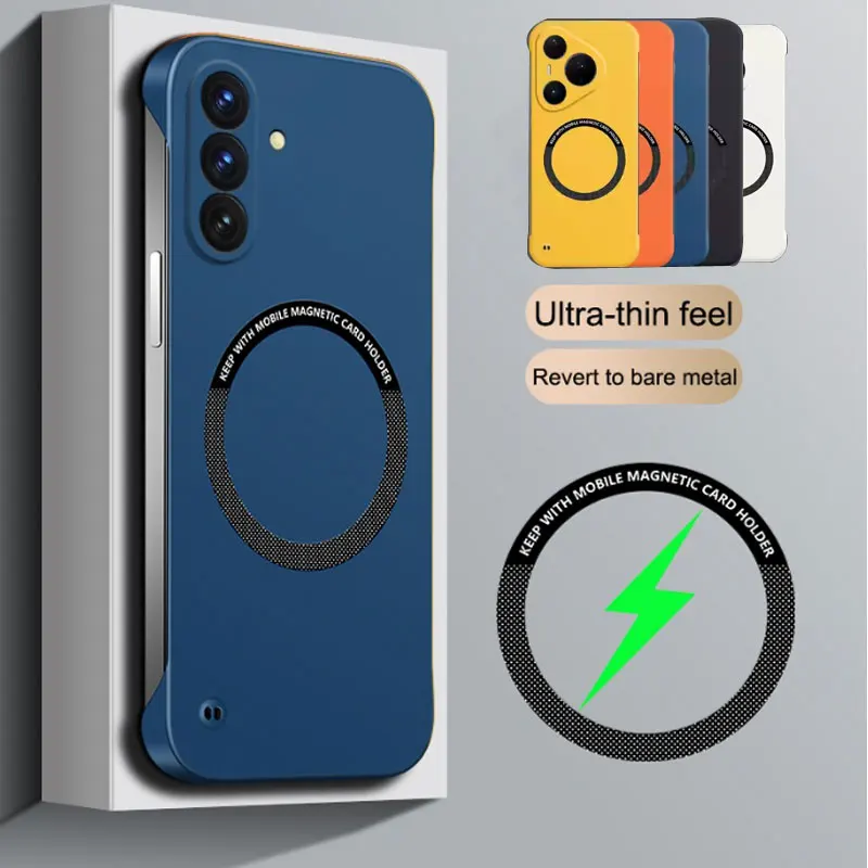 Frameless Magnetic Hard PC Matte Cover – Ultra Thin Phone Case with Wireless Charging