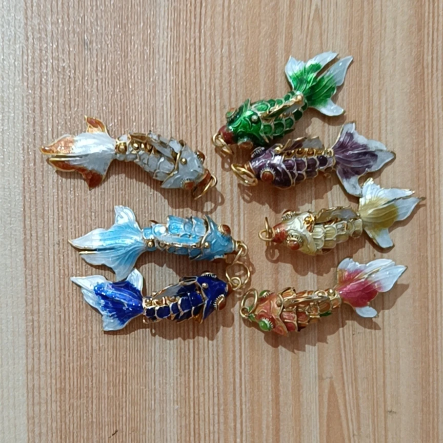 10pcs DIY Cloisonne Enamel Goldfish Pendant Colors Cute Swing Vivid
