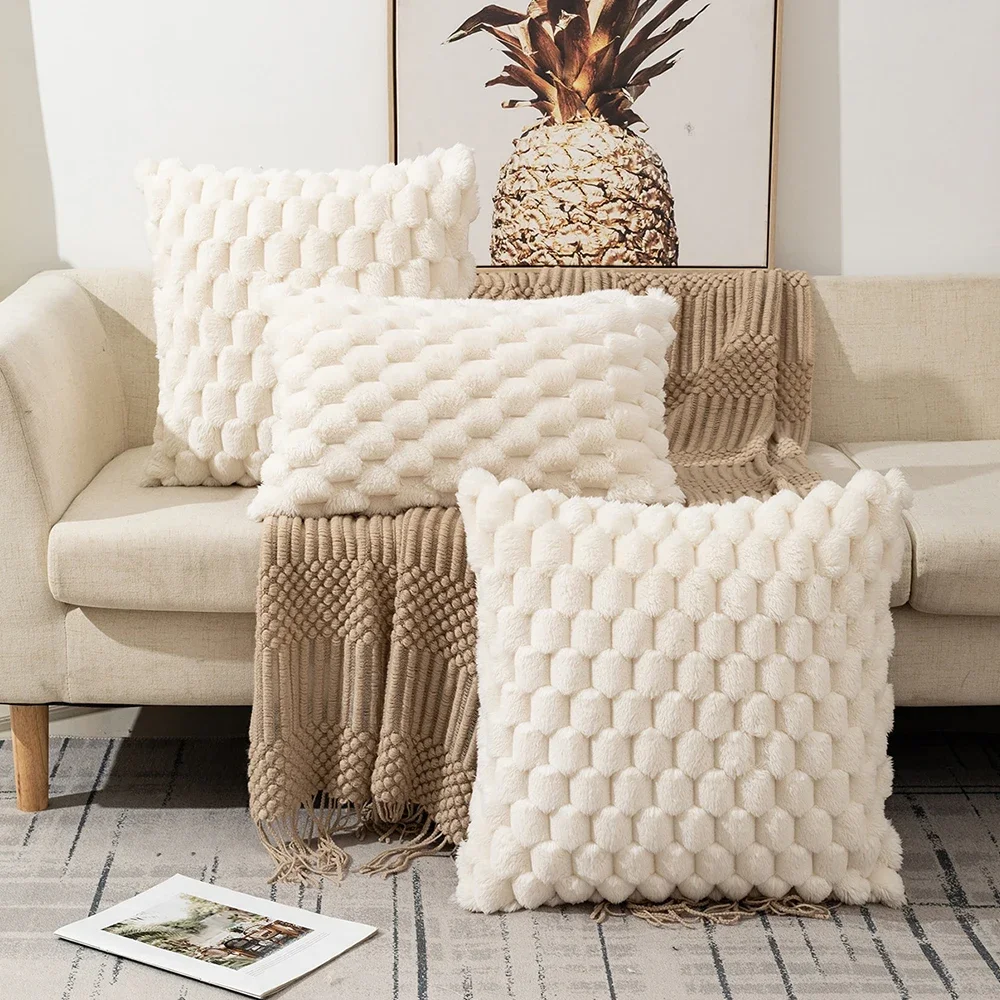 Beige White Pineapple Turtle Pattern 3D Soft Plush Throw Pillowcase Cozy Plush Decor Pillow Cover Living Room Sofa Cushion Case 1