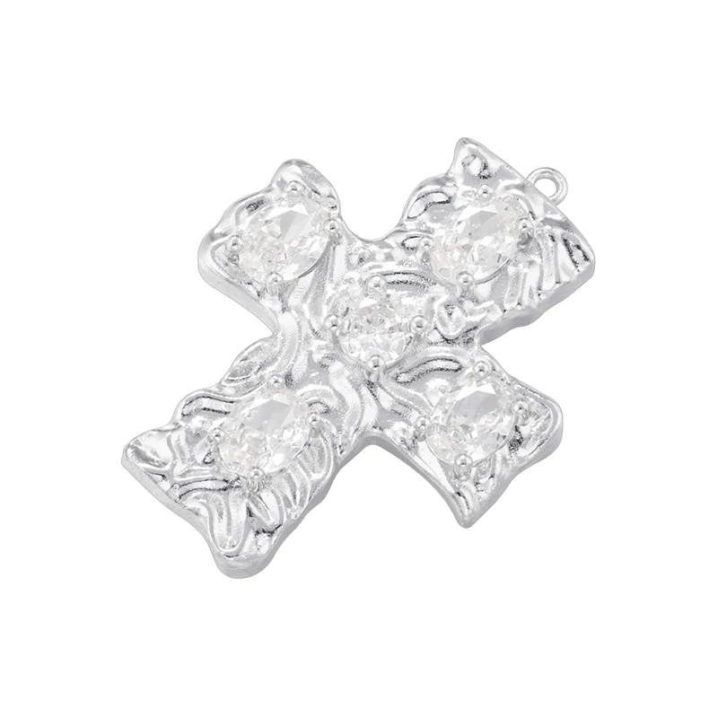 ZHUKOU Kreuzanhänger Kubisches Zirkonia Kreuz Charms für Frauen Handgefertigte Halsketten Schmuckmaterialien Schmuckzubehör VD1277 – Detail 33