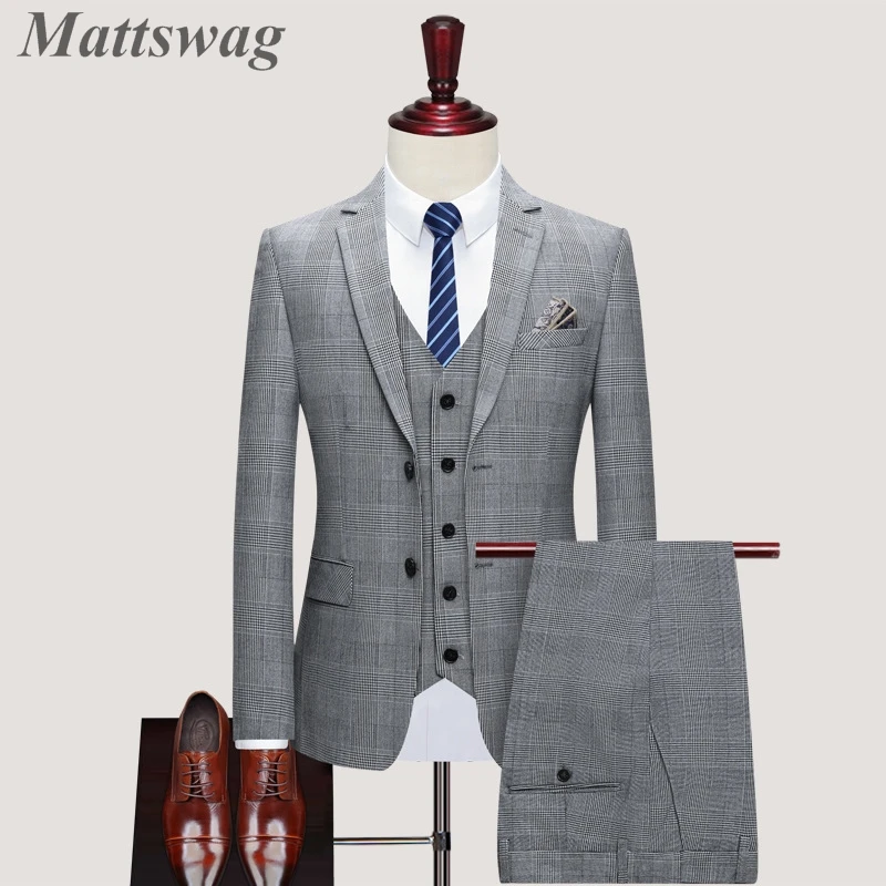 

Luxury Houndstooth Elegant Wedding Suits Jackets Slim Fit Gentleman England Men's Sets Party Banquet Designer Custom Made Suits