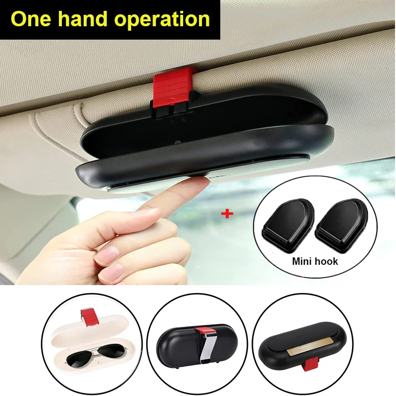 

Glasses Holder Car Sun Visor Glasses Case Clip Organizer Eyeglasses Storage Box Sunshade Fastener Card Slot Interior Accessories