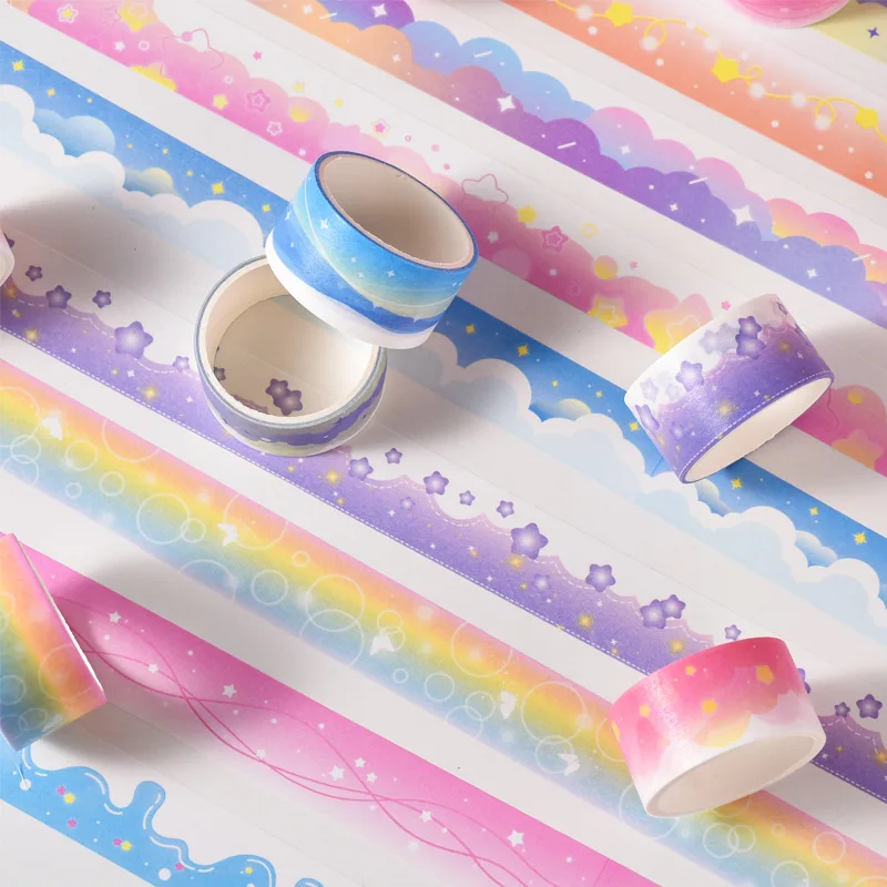 

MOHAMM 4 Rolls Romantic Starlight Clouds Tape Set for Scrapbooking Journal Planners Gift Wrapping DIY Craft Supplies