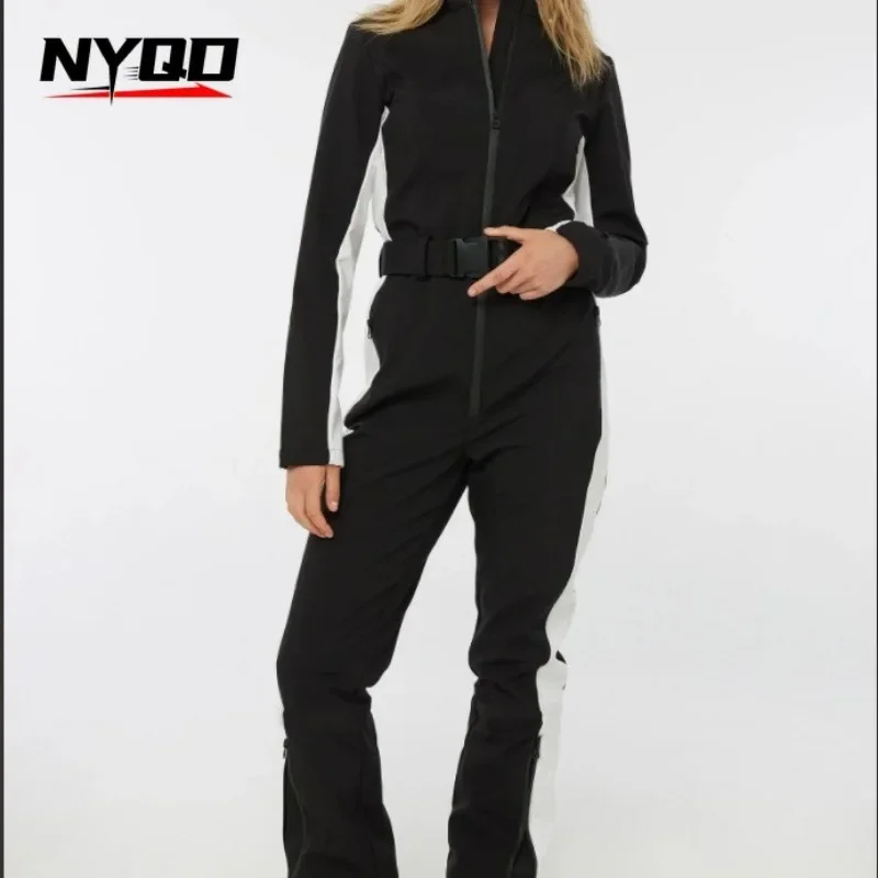 Women Long Sleeve Waterproof Windproof Skiing Overall Female Elegant Skateboard Jumpsuit Winter Patchwork Ski Jumpsuits ski jacket winter jacket