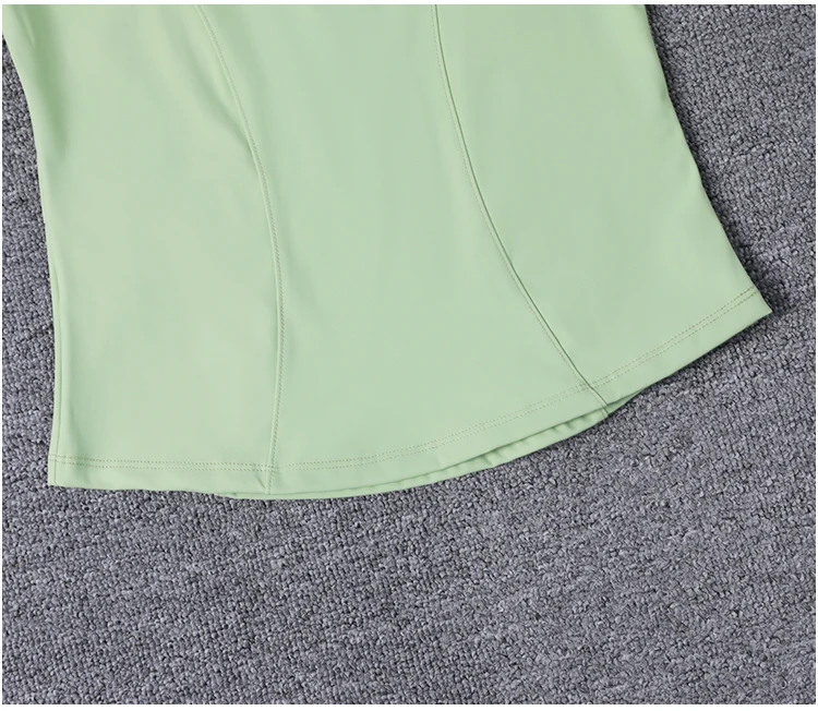 2024 halber Reiß verschluss Rundhals ausschnitt Sport Laufen Kurzarm Yoga T-Shirt Modedesign schmal geschnittenes Crop T-Shirt für Frauen – Detail 7