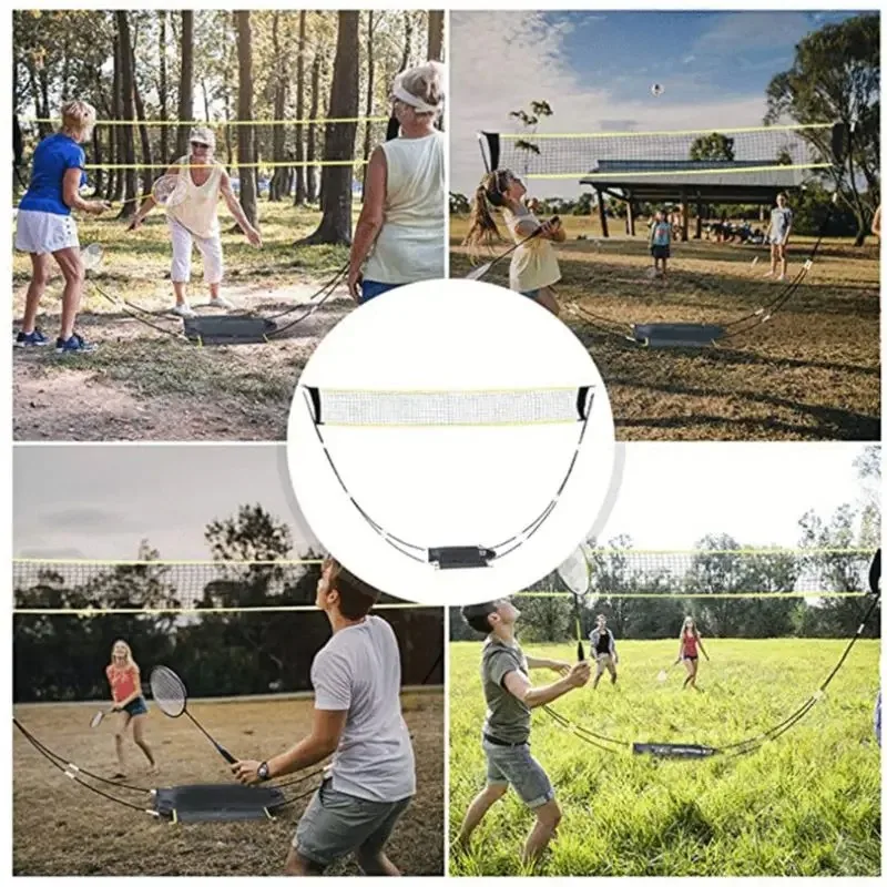 Portable Folding Badminton Net Stand Easy Setup Adjustable Mobile Outdoor Sports Net for Garden/Backyard Fun