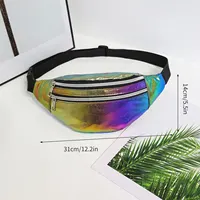 תיק הולוגרמה תיק הולוגרמות מותניים תיק לייזר חוף נסיעות בננה בירך רוכסן שקיות נשים חגורה שקית לחגורה 6