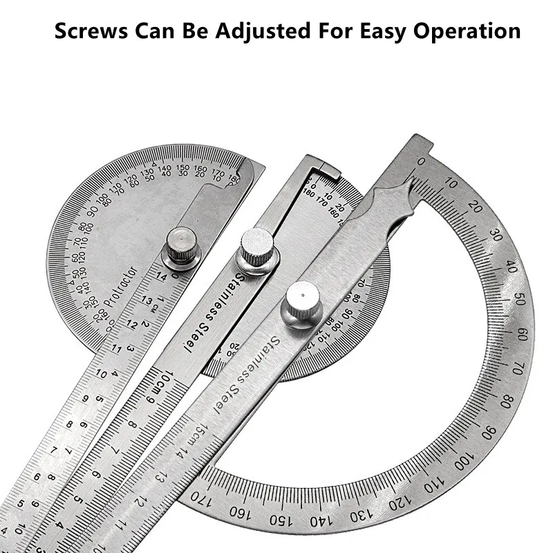 180 Degree Protractor Metal Angle Finder Angle Ruler Woodworking Tools Measuring Ruler Angle Meter Stainless Steel Goniometer 4