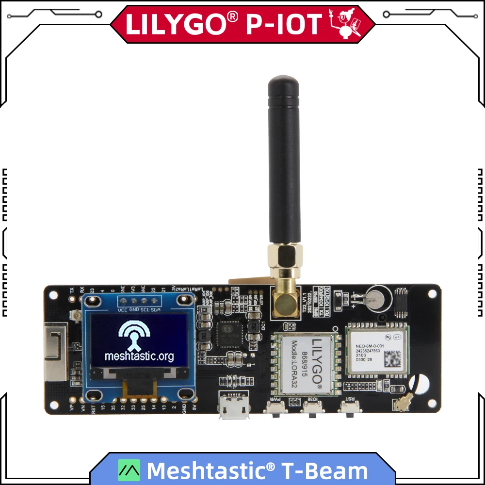 LILYGO® TTGO Meshtastic T-Beam V1.2 esp32 lora 1,2 mhz 915mhz 433mhz 868mhz wifi ble gps mit 923 zoll oled 0,96 batterie halter