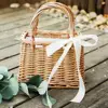 Wicker Flower Basket Rustic Style Woven Handbag Handmade Rattan Woven Trendy Concise Women Handbag Picnic Fabric Rattan Basket 2