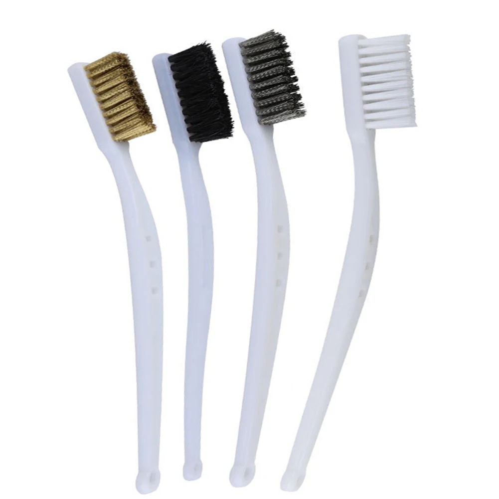 

1pc Mini Wire Brush White Plastic Handle Brass/Stainless Steel/Nylon Wire Brushes For Dirt Cleaning Metal Rust Remove Polishing