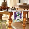 1pc Easter Celebration Table Runner - Linen Rectangular Woven Table Flag with Cross and Floral Design 3