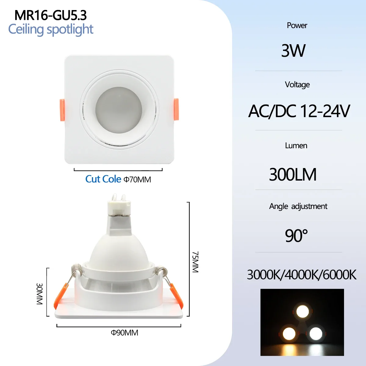 Square 3W White