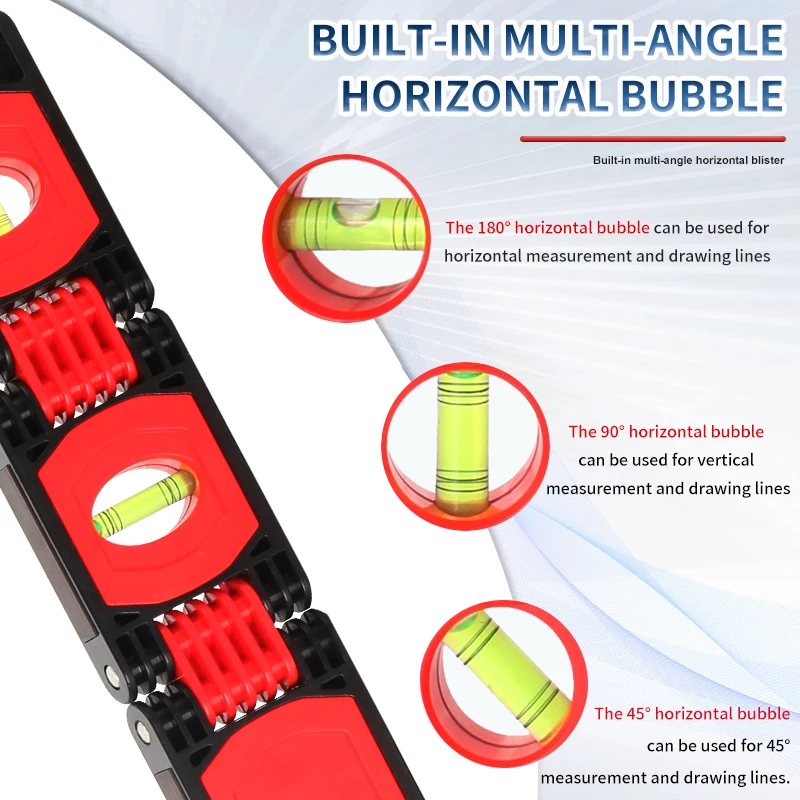 Foldable Angle Finder Protractor Multifunction Level Ruler Angle Measuring Tool 45-degree bevel With Horizontal Vertical Bubble 5