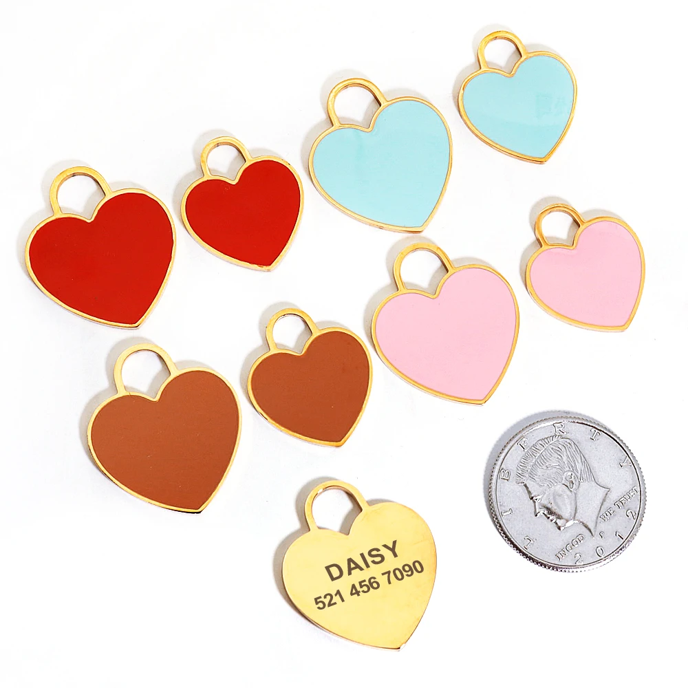 Free Engraved Cat & Dog ID Tag – Personalized Heart Name Pendant Collar Charm