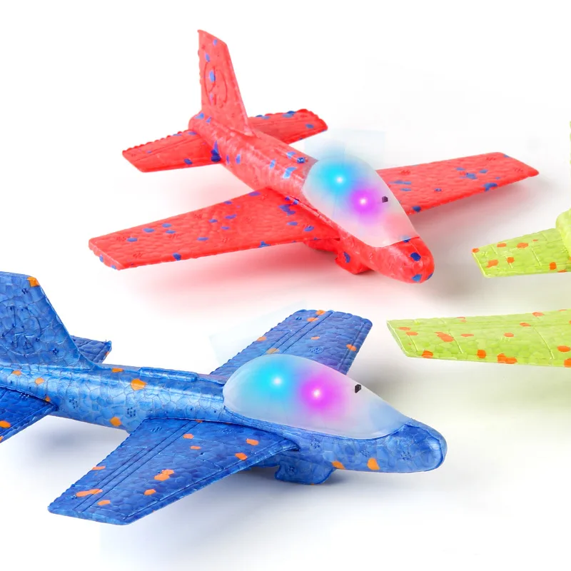 Children Ejecting Foam Aircraft Toys Slingshot Ejection Flight With Night Light Hand-throw Outdoor Sports Toy