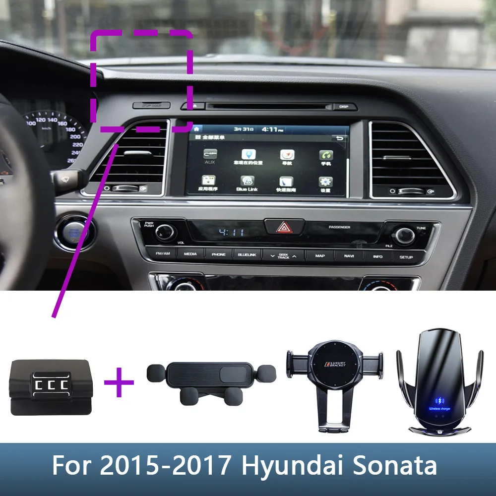 For Hyundai Sonata LF 2015 2016 2017 2018 2019 Car Phone Holder Special Fixed Bracket Base Wireless Charging Mount Accessories car wireless charger car mobile phone holder mounts stand bracket for skoda superb 2016 2017 2018 2019 2020 auto accessories