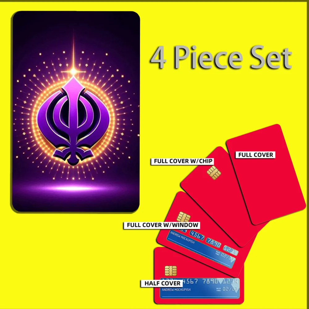 Sikh Khanda Sikhism Sover Stickers For Debit Bank Credit Cards Metro Bus Pass Sticker Decoration Cover 4PCS Card Skin