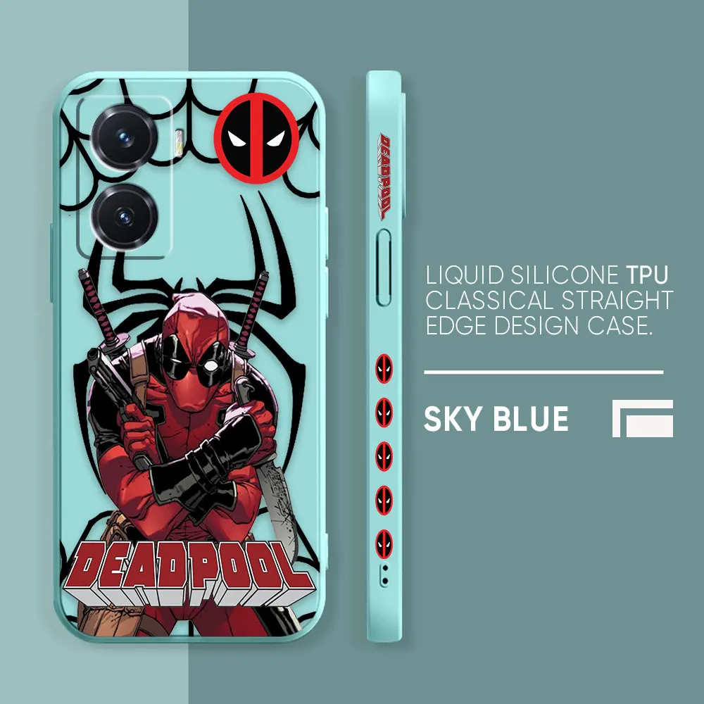 thumbnail image 1 of Case For VIVO Y55 Y52S Y53S Y66 Y55S Y73S 5G Y85 Y93 Y76 Y91 Colour Simple Liquid Silicone Shell Funda Capa Case Marvel Deadpool, 1 of 5