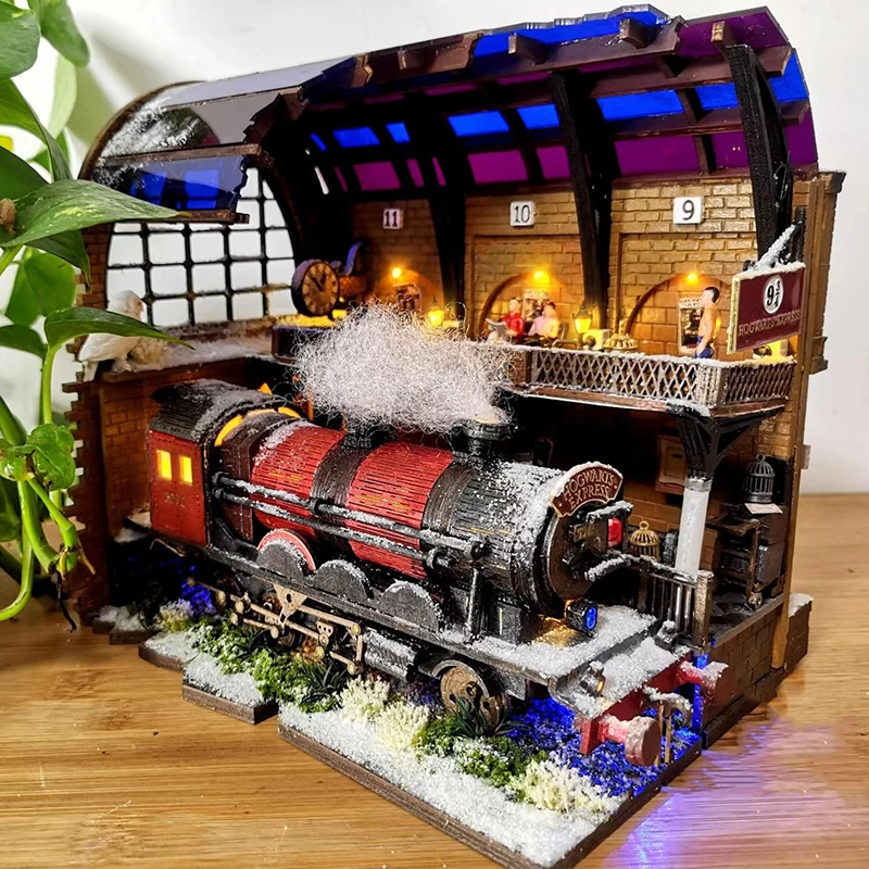 DIYBookNookWoodenDiagonAlleyBuildingModelBookendBookshelf