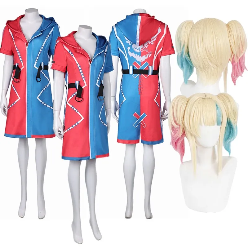 

Anime Fantasy Quinzel Cosplay Costume Suicide Roleplay Adult Women Jacket Coat Outfits Halloween Carnival Party Suit