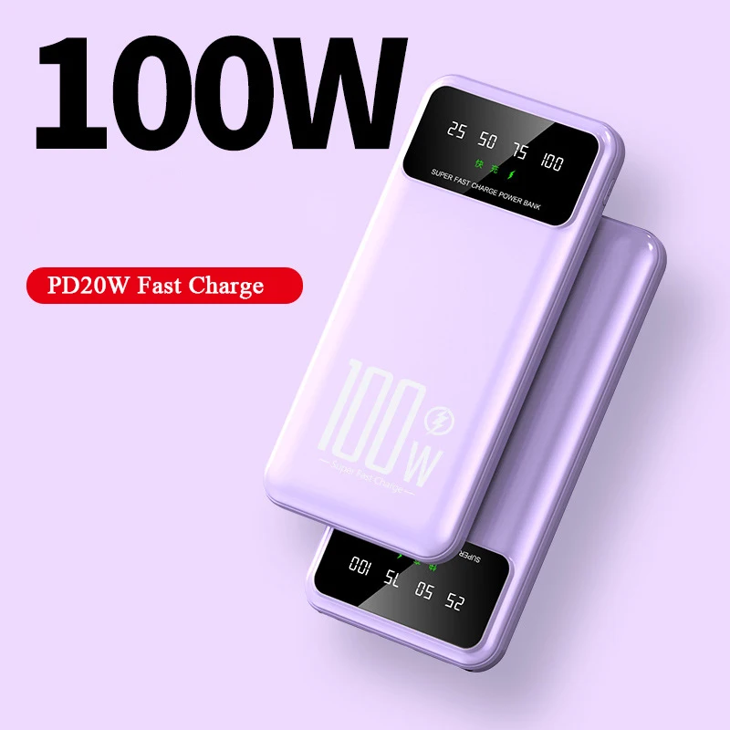 

Внешний аккумулятор для iPhone 13, 14, 14pro, 15, 15pro, 50000 мАч, 100 Вт