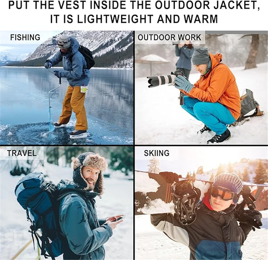 Chaleco calefactor USB para hombre, chaqueta cálida de invierno, infrarrojo, 9 áreas de calefacción, chaleco eléctrico