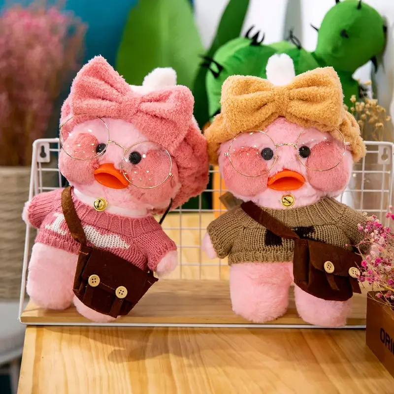 

30 см очки Утка Мультфильм милая мягкая кукла животное краснеющая утка плюшевая утка счастливая утка подарок для детей девочек