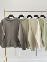 Light Luxury Brand 100% Cotton Hoodie,Winter Warm Thick 600 Grams Heavy Weight Tops,Lambswool Fleece Men Women Zipper Sweatshirt 1