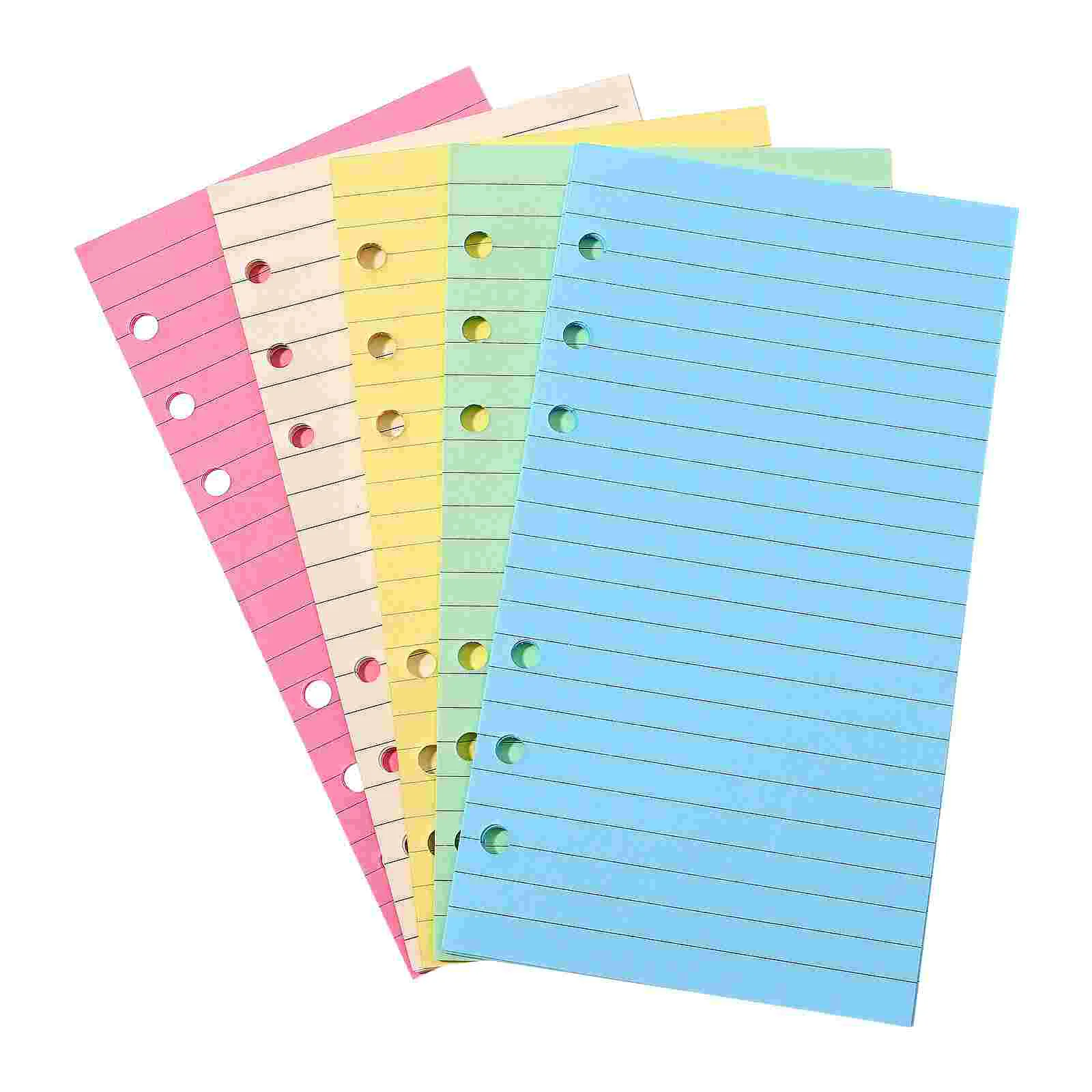 

Colorful 6- Hole Punched Ruled Refills Inserts Ruled Filler Paper for 6 Ring Personal Planner Organizer Binder, 5- Color, 50