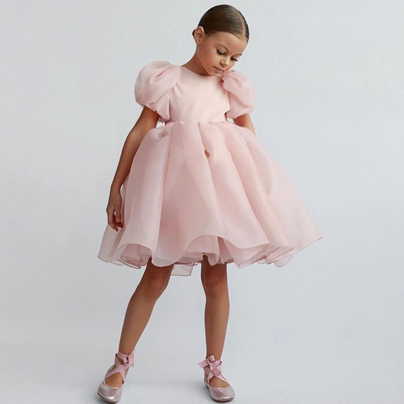 Girls White Cake Layers Dresses Kids Pull Sleeve Elegant Party Wedding Birthday Tutu Princess Vestidos Children Summer Clothes girls dress,princess costume,kids clothes