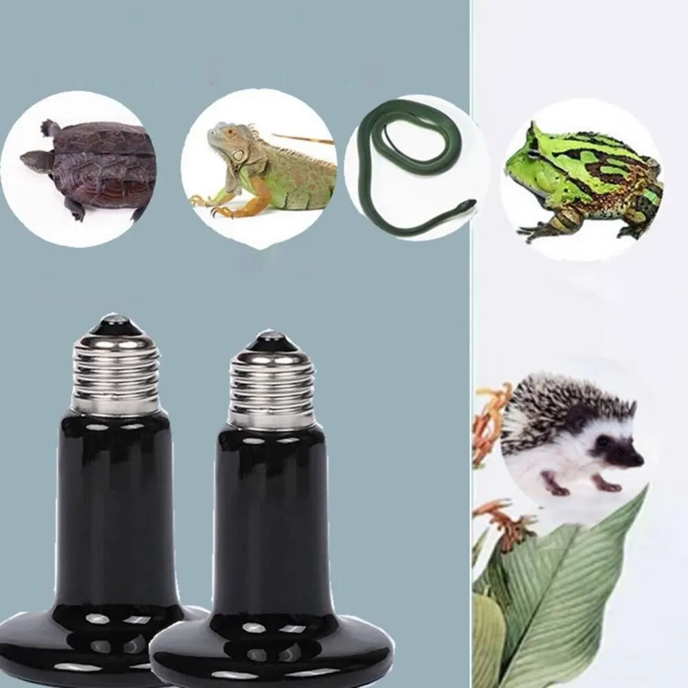 25/200W Far Infrared Heating Lamp Black Ceramic E27 Pet Warmer Bulb Brooder Chickens Tortoise Lizard Mini Reptile Light
