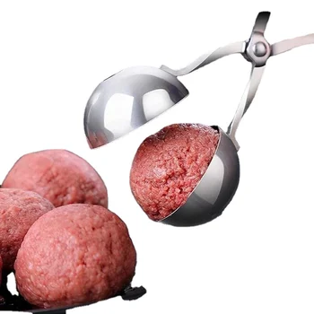 Strumento per la creazione di polpette di carne Clip in acciaio inossidabile cucchiaio per modellare la palla di riso rotondo stampo per la produzione di polpette Gadget da cucina imbottito antiaderente 1