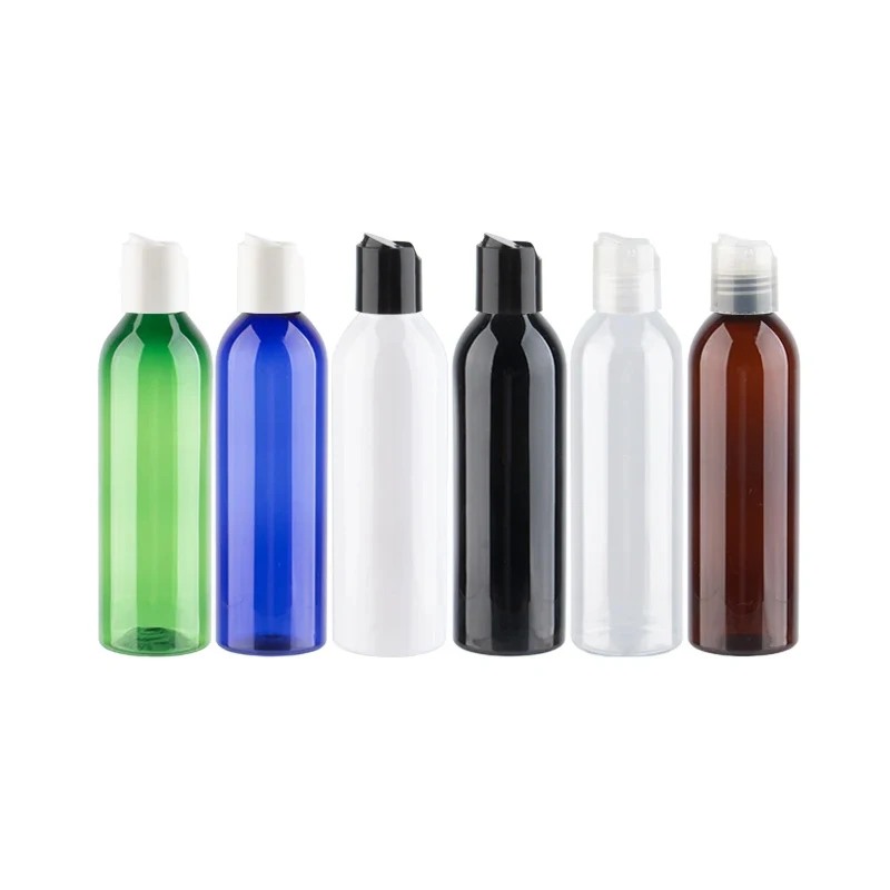 

25pcs 150ml 200ml 250ml Empty Plastic Lotion Bottles With Disc Press Screw Cap Clear White Black Shampoo PET Cosmetic Bottles