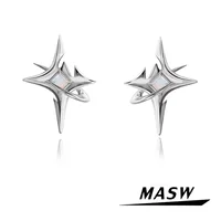 MASW Original Design Cool Style High Quality Brass Thick Silver Plated Star Earrings For Women Jewelry 2023 Trend New Gift 1