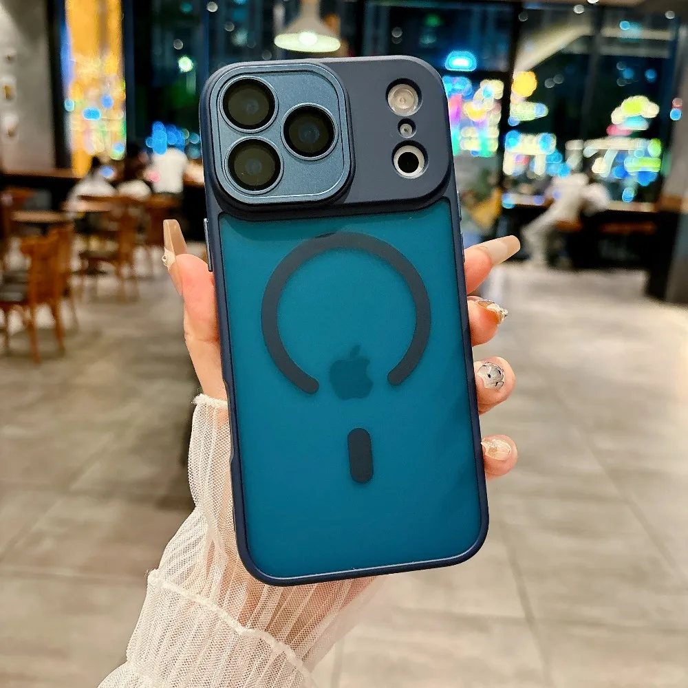 Matte Transparent Shockproof Magnetic Phone Case with Lens Protection
