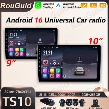 Radio para Auto Android 16 Universal de 9/10 Pulgadas, CarPlay, Android Auto, GPS, Reproductor Multimedia 2 DIN, WiFi, Pantalla QLED, Bluetooth 1