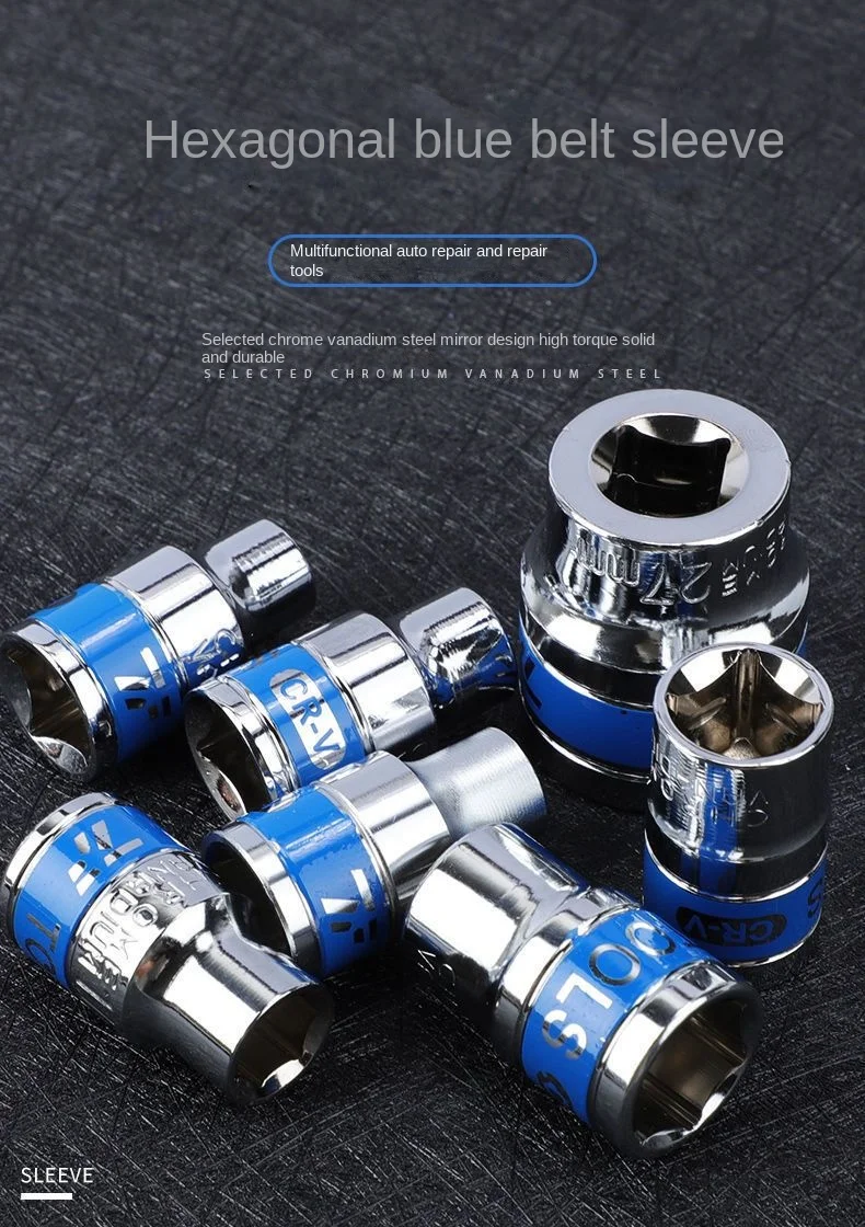 Description Picture 2 of item1/2 Inch 8-36mm CR-V Steel Hex Sockets for Nut Removal Anti-rust Treatment Blue Drive Short Ratchet Wrench Socket
