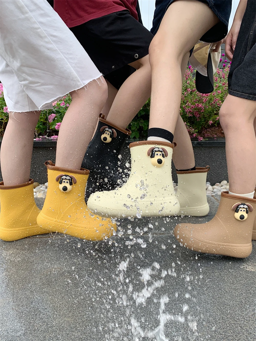 Baby Boy Girl Cute Dog Parent-child Rain Boots Ins Outdoor 2023 Summer Women Water Shoes Casual Anti Slip Waterproof Rain Boots