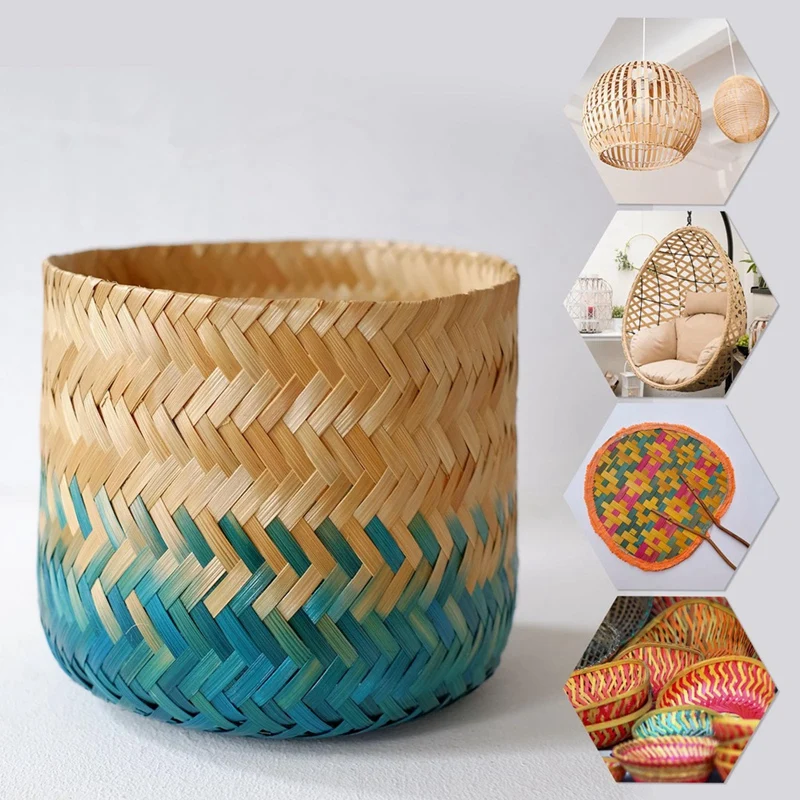 VC-Bamboo Strips For Weaving 7/16In X 10 Ft,5 Pack Thin Flat Wicker Rattan Cane Reed For Making Basket DIY Crafts