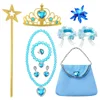 Cinderella Dress Charm Girls Jewelry Kids Crown and Magic Wands Glove Necklace Bracelet Earrings Set Wings Costume for Birthday 5
