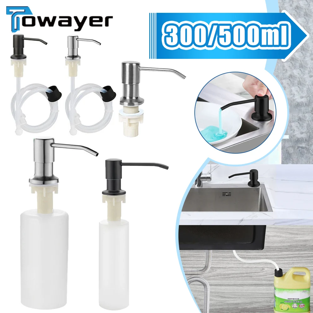 300/500ML Kitchen Liquid Soap Dispenser Pumps Kitchen Bathroom Soap Dispenser Sink Soap Bottle Kitchen Tool Extension Tube Kit