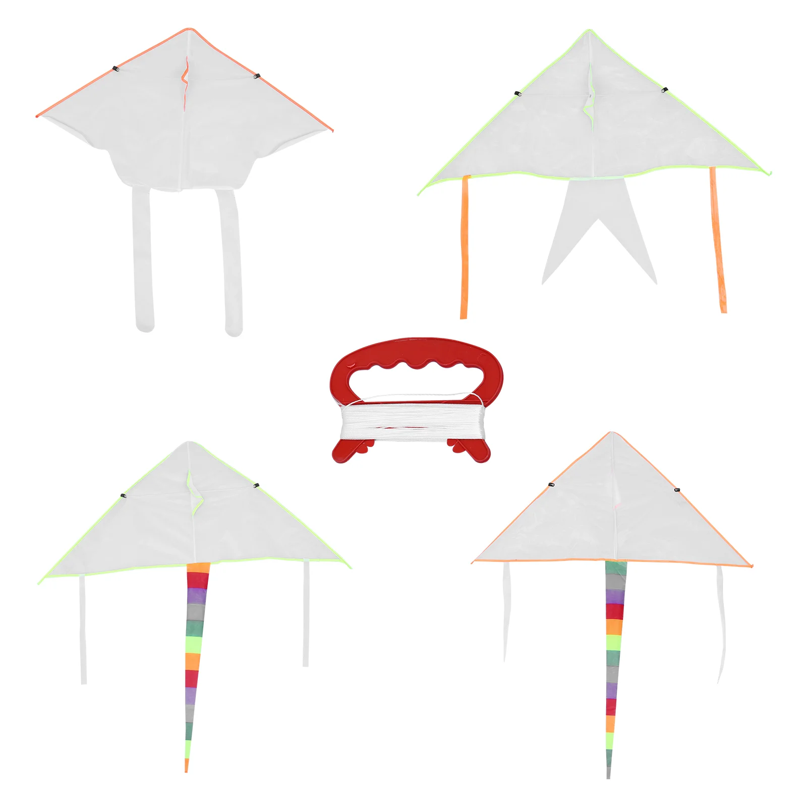 4 Sets Graffiti Kite Kids Playset Outdoor Blank Painting For with Line DIY Self Made Making Cloth White Child