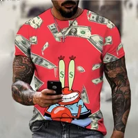 2024 Fashion T-shirt SpongeBob Tshirt Kids Cartoon Anime Print Boys Girls Short Sleeve Summer Fashion Casual Men T-shirt 1