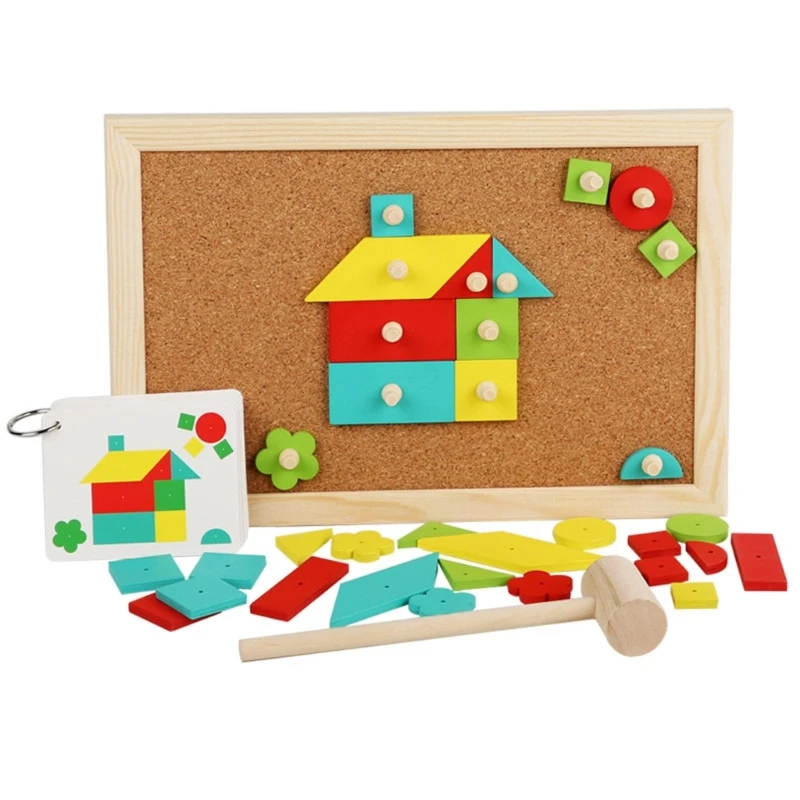 

3-D Puzzle Geometry Toy Early Learning Peg Board Sensory Color Match Child Gift