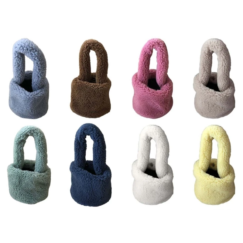 

Winter Lambwool Handbag Fashionable Short Handle Bag Plush Bag Versatile Small Handbag Lightweight for Daily Use
